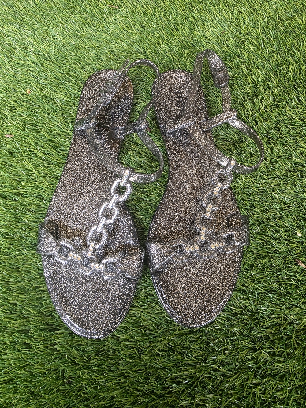 Mel by Melissa Glitter Chain Slingback Sandals - Silver